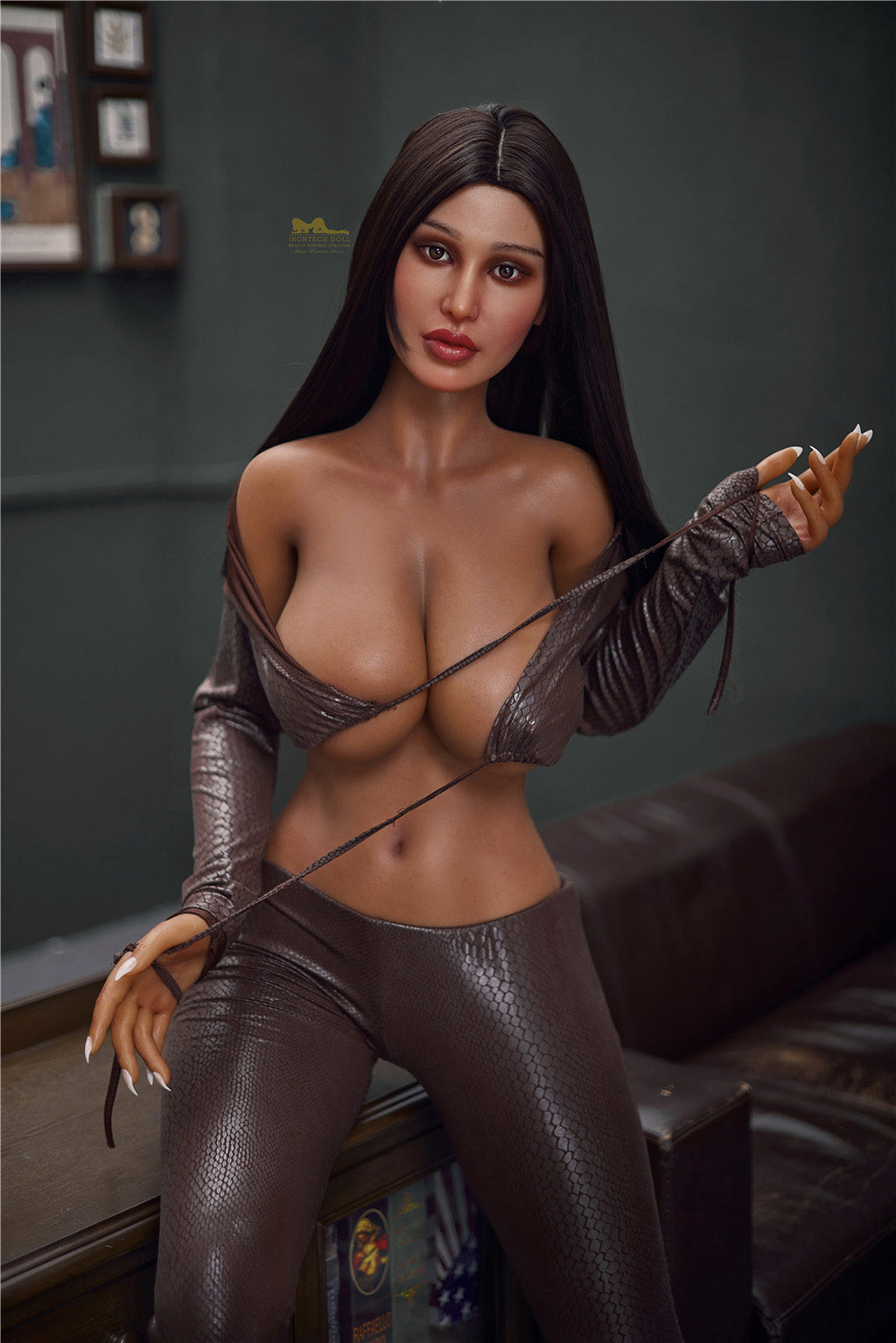 Sofie Dark Tanned-165cm(5'41")F-cup Full Silicone Latin Mature Mega Breasts Sex Doll - Irontech Doll