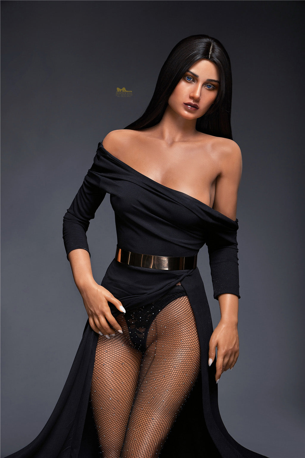 Laura-168cm(5'51") C-cup Full Silicone Black Hair Lace Underwear High-heel Sex Doll Dark Tanned - Irontech Doll