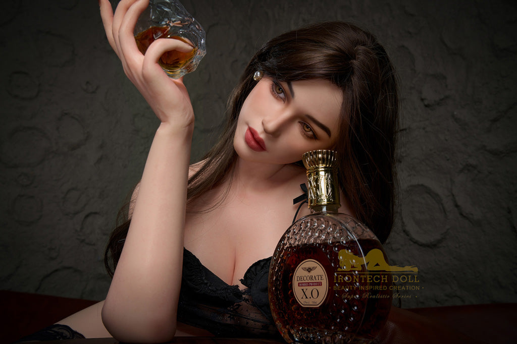 Whitley-166cm(5'45")D-cup Full Silicone Brown Hair Curvy Slim Waist Alcoholic Girl Sex Doll- Irontech Doll