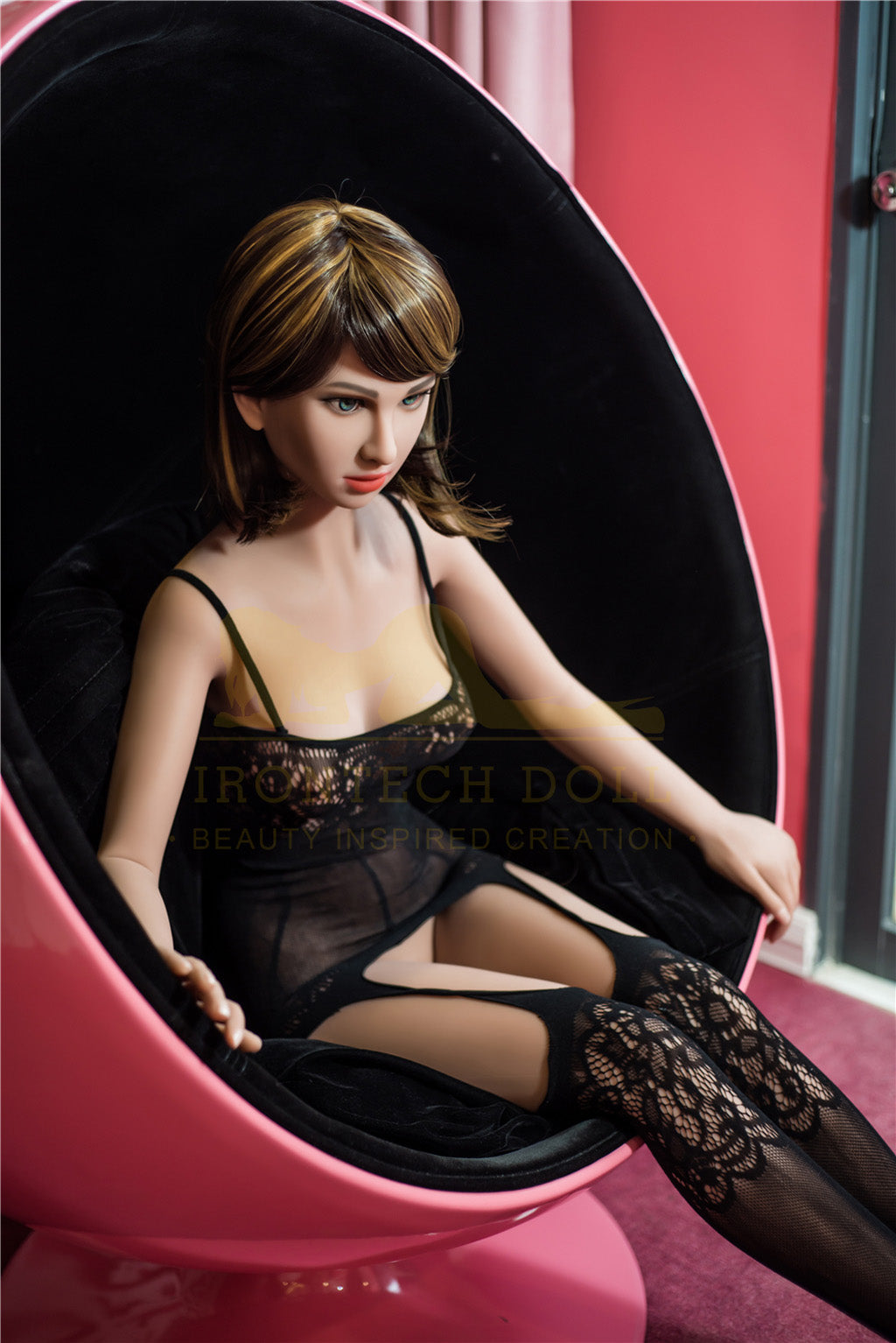 Nelly-155cm (5'09'')E-cup TPE Sex Doll Irish Bob Hot Black Stockings Blonde- Irontech Doll