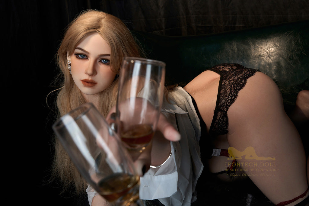 Olive- 164cm(5'38")E-cup Full Silicone Chiffon Blouse Lace Underwear Blonde Sex Doll- Irontech Doll