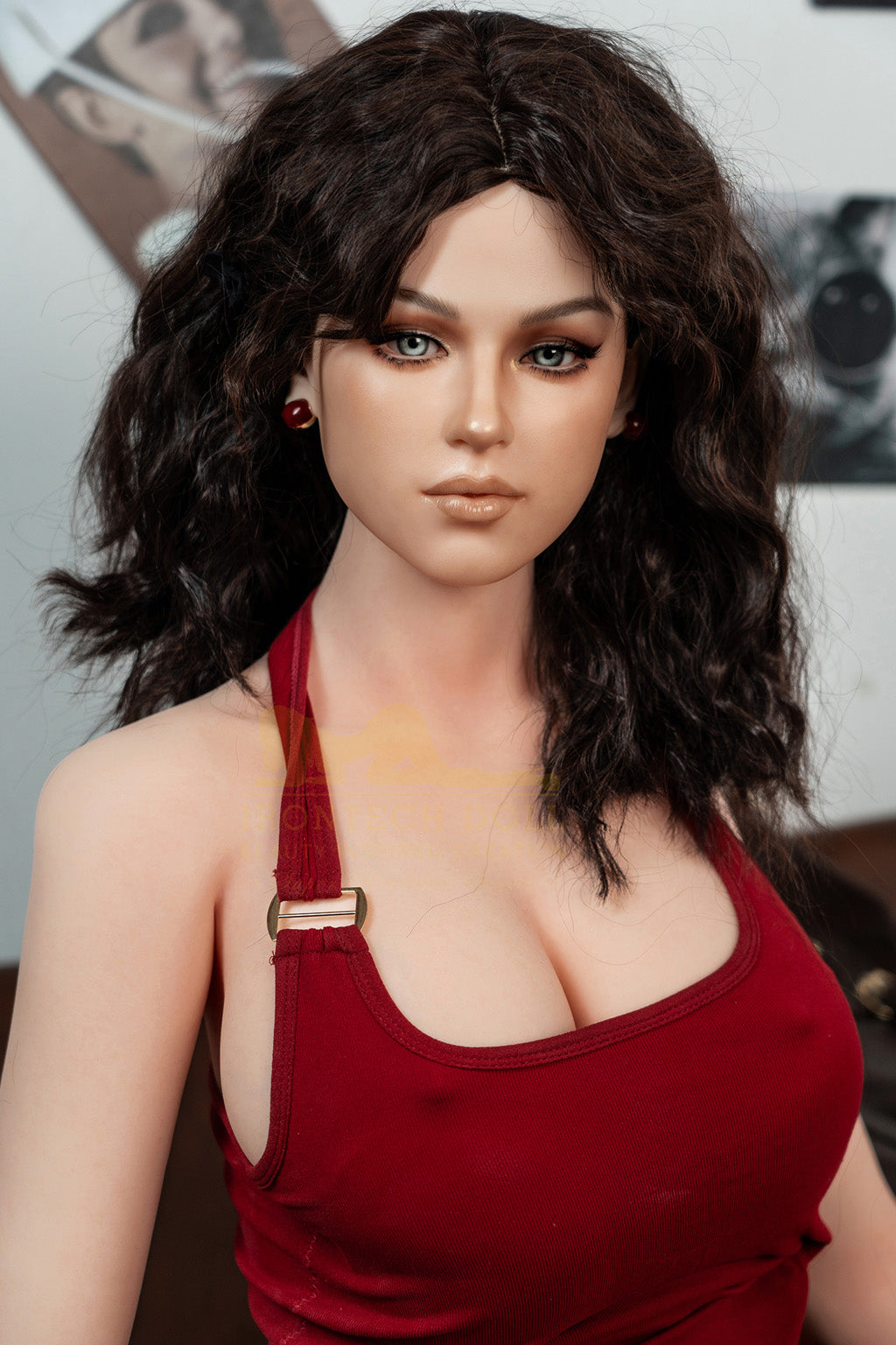 Flora-166cm(5'45")D-cup Full Silicone Curl Slim Waist Jean Girl Sex Doll- Irontech Doll