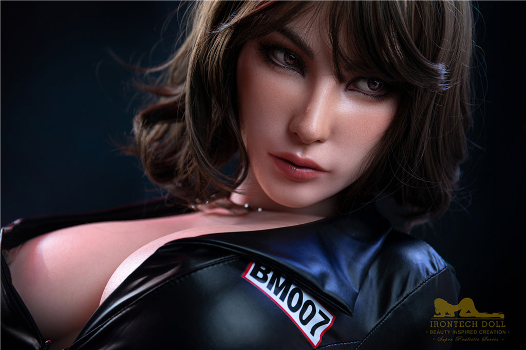 Catlin-166cm(5'45")D-cup Full Silicone Bob Leather Tight Racing Girl Sex Doll- Irontech Doll