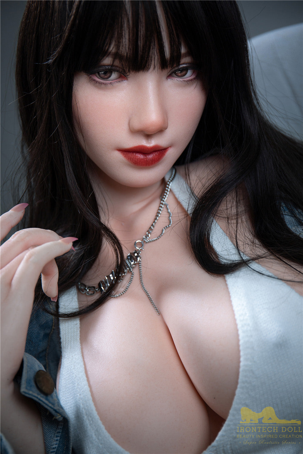 Rita-165cm(5'41")F-cup Full Silicone Mega Breasts Black Hair Jean Girl Sex Doll - Irontech Doll