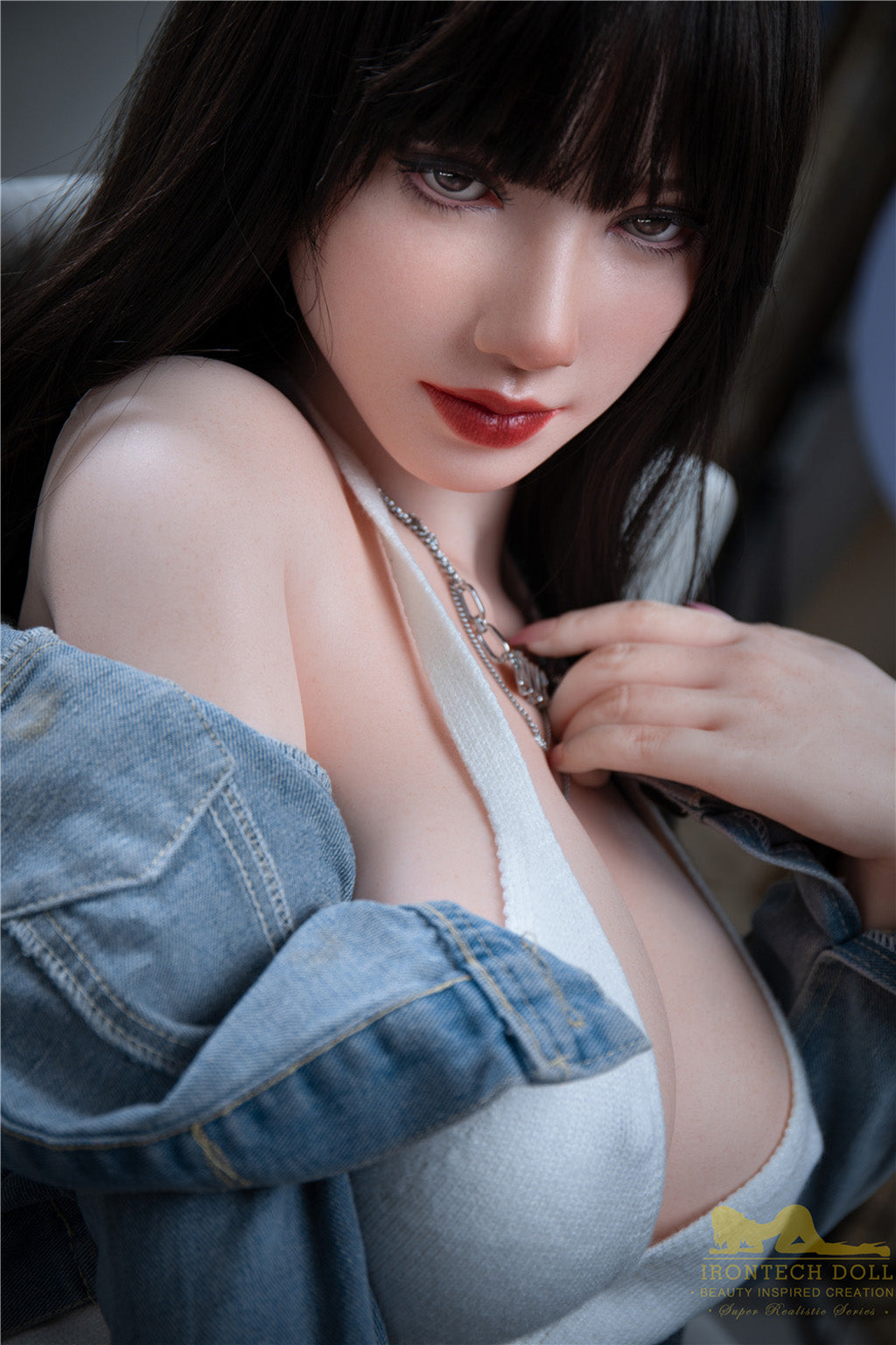 Rita-165cm(5'41")F-cup Full Silicone Mega Breasts Black Hair Jean Girl Sex Doll - Irontech Doll