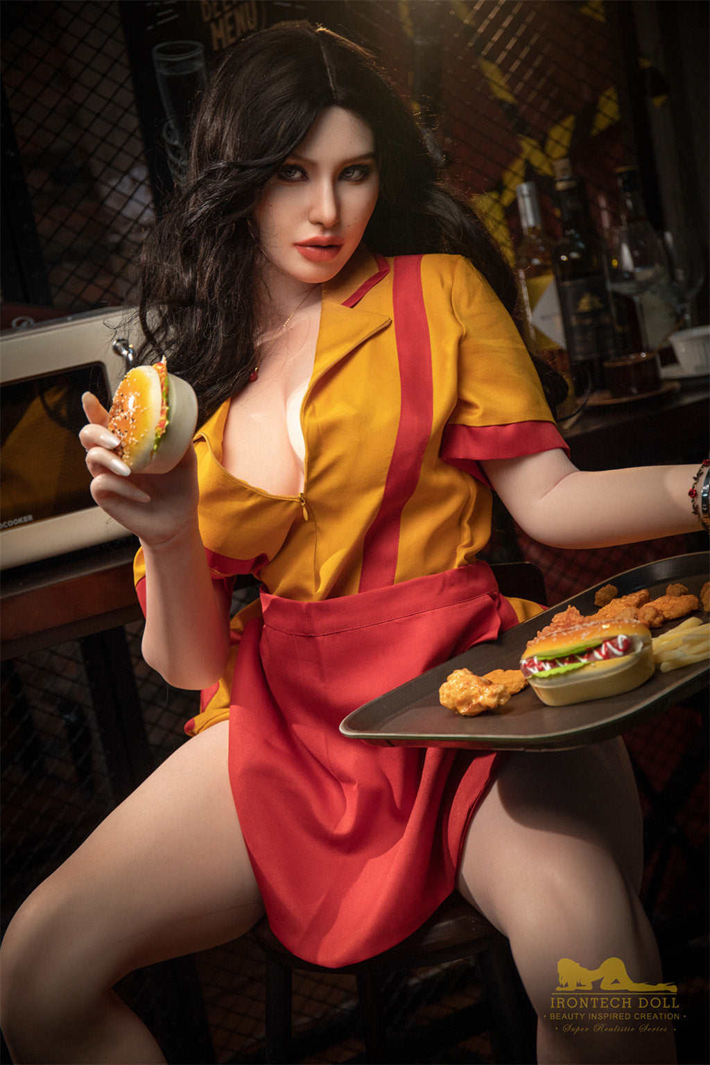 Pearl-164cm(5'38")E-cup Full Silicone American Bar Waitress Sex Doll - Irontech Doll