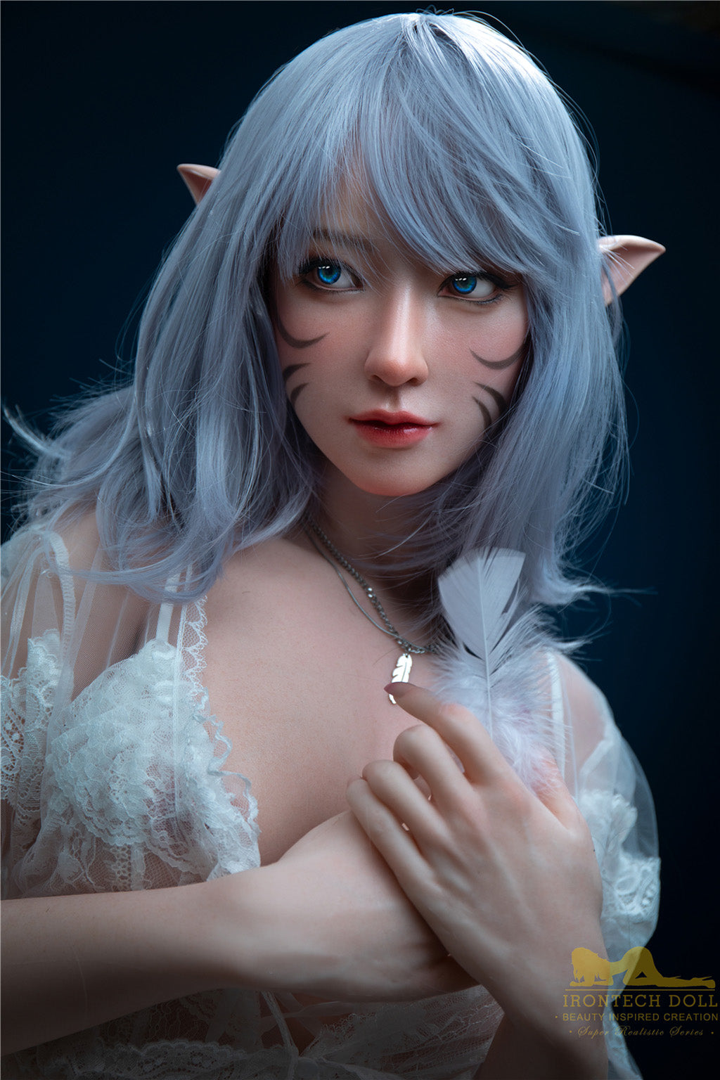 Candy-166cm(5'45")D-cup Full Silicone Silver Hair Anime Lace Skirt Sex Doll - Irontech Doll