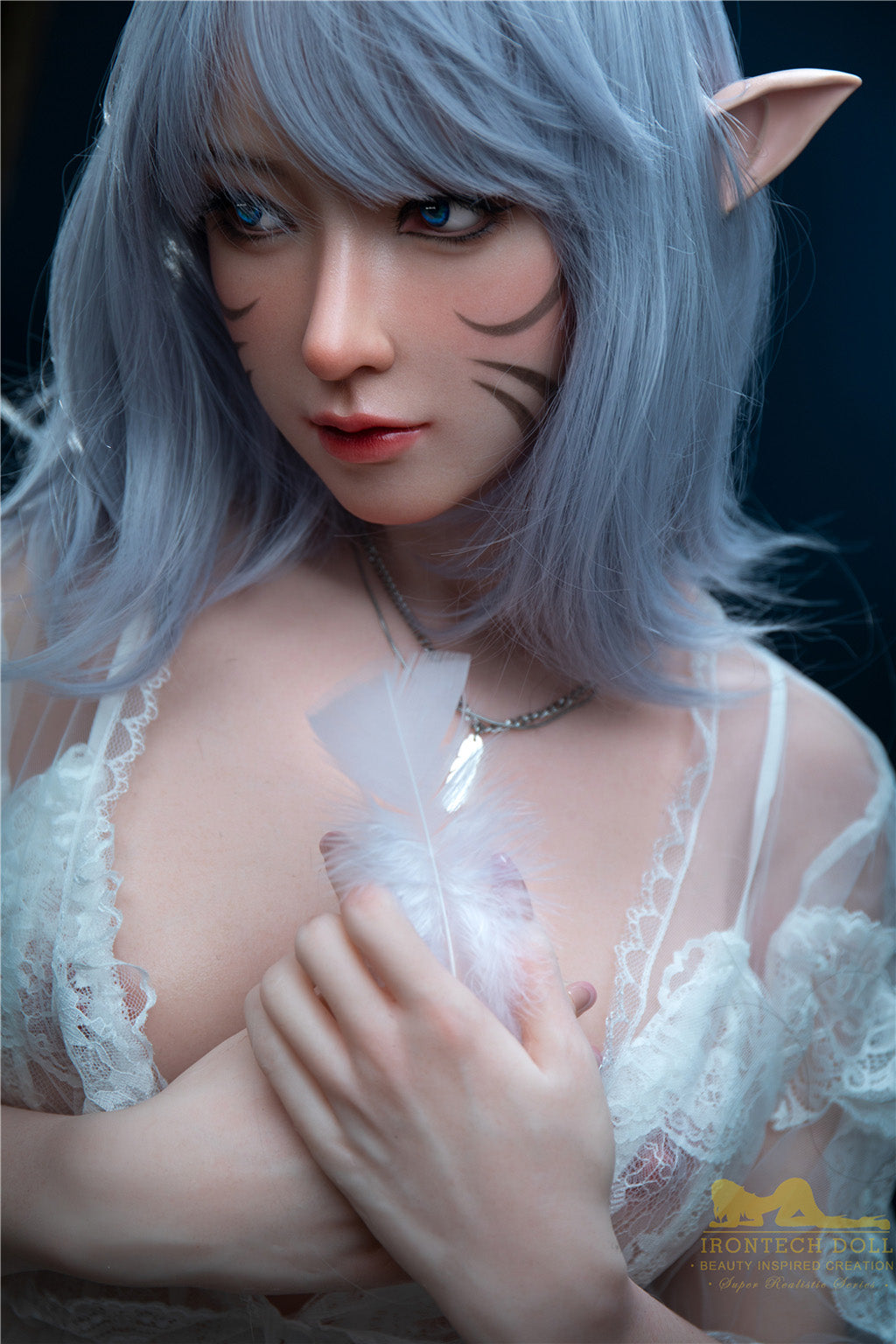 Candy-166cm(5'45")D-cup Full Silicone Silver Hair Anime Lace Skirt Sex Doll - Irontech Doll