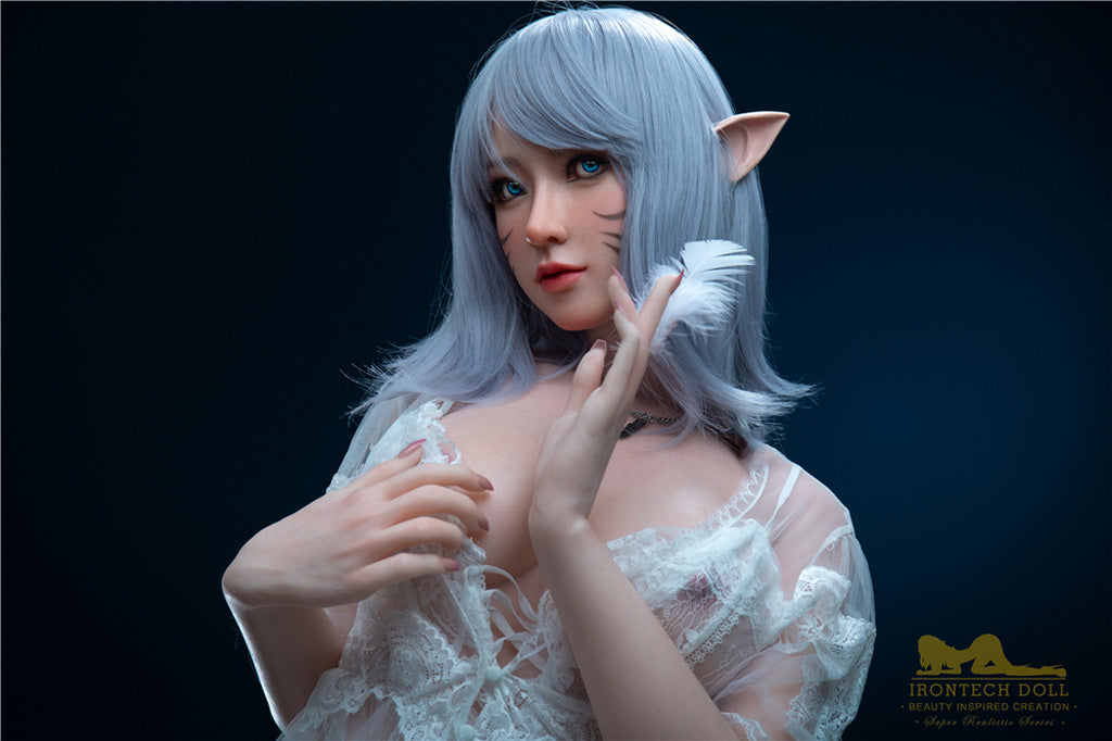 Candy-166cm(5'45")D-cup Full Silicone Silver Hair Anime Lace Skirt Sex Doll - Irontech Doll