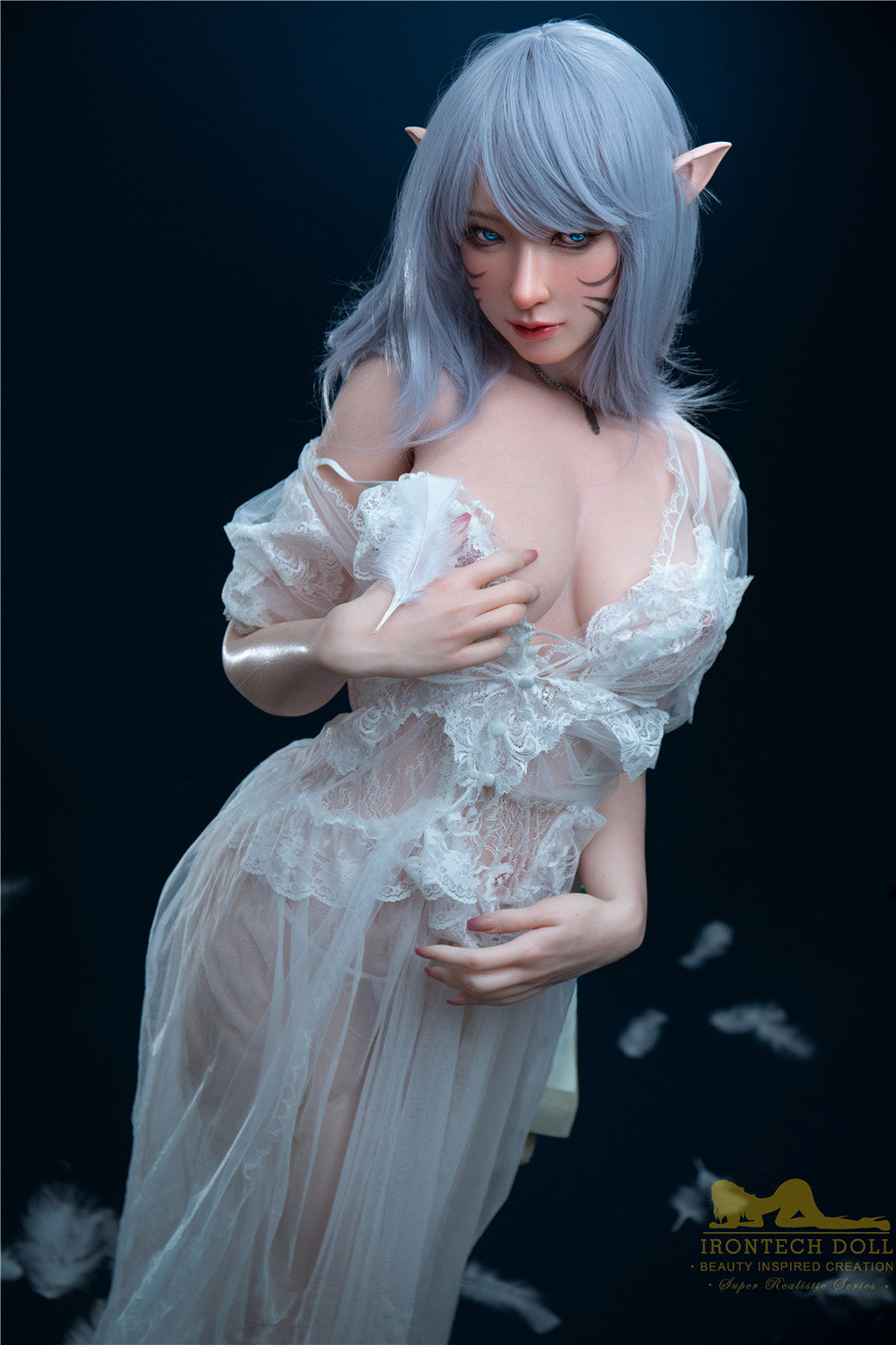 Candy-166cm(5'45")D-cup Full Silicone Silver Hair Anime Lace Skirt Sex Doll - Irontech Doll