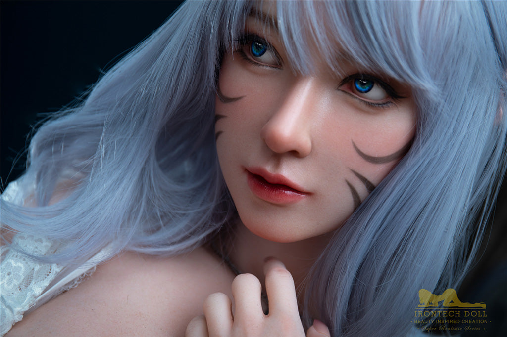 Candy-166cm(5'45")D-cup Full Silicone Silver Hair Anime Lace Skirt Sex Doll - Irontech Doll