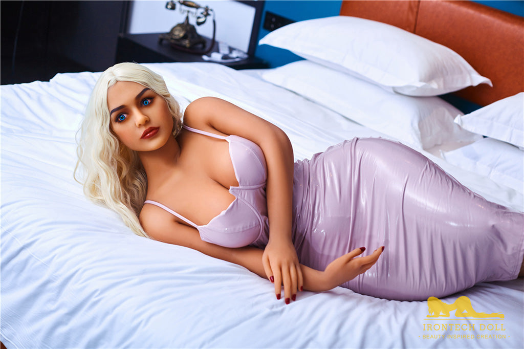 Julia-156cm(5'12") E-cup TPE Sex Doll Purple Leather Skirt Valentine- Irontech Doll