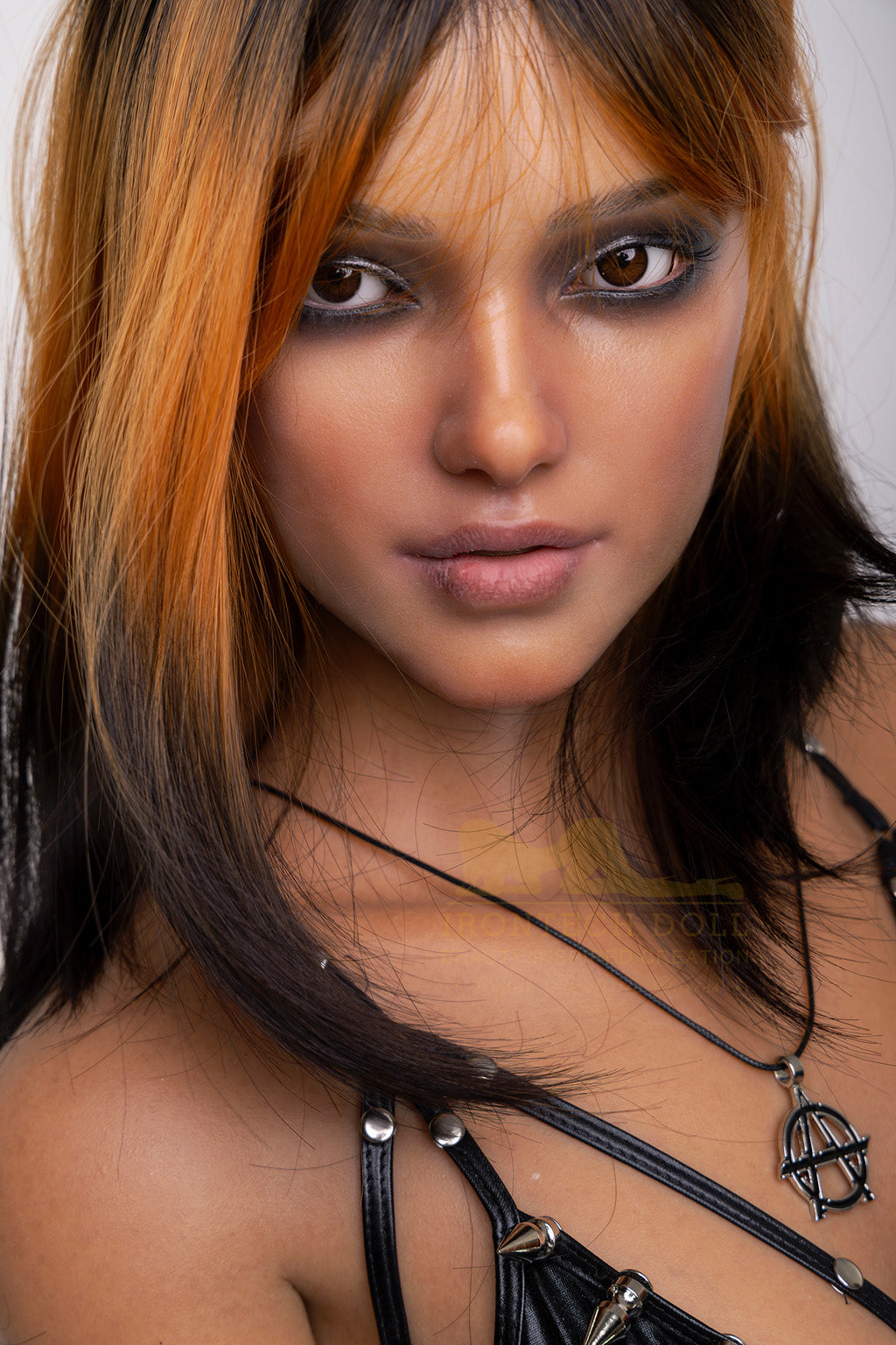 Ruby -169cm(5'54")C-cup Full Silicone Leather Fetishism Sex Doll DarkTanned - Irontech Doll