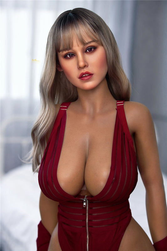 Raya -165cm(5'41")F-cup Full Silicone British  Pajamas Silver Hair Beauty Sex Doll Dark Tanned - Irontech Doll