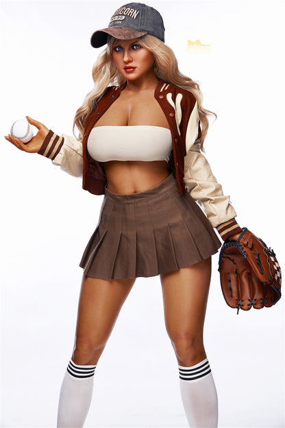 Suzan-165cm(5'41")F-cup Full Silicone American Athletic Baseball Blonde Sex Doll Dark Tanned - Irontech Doll