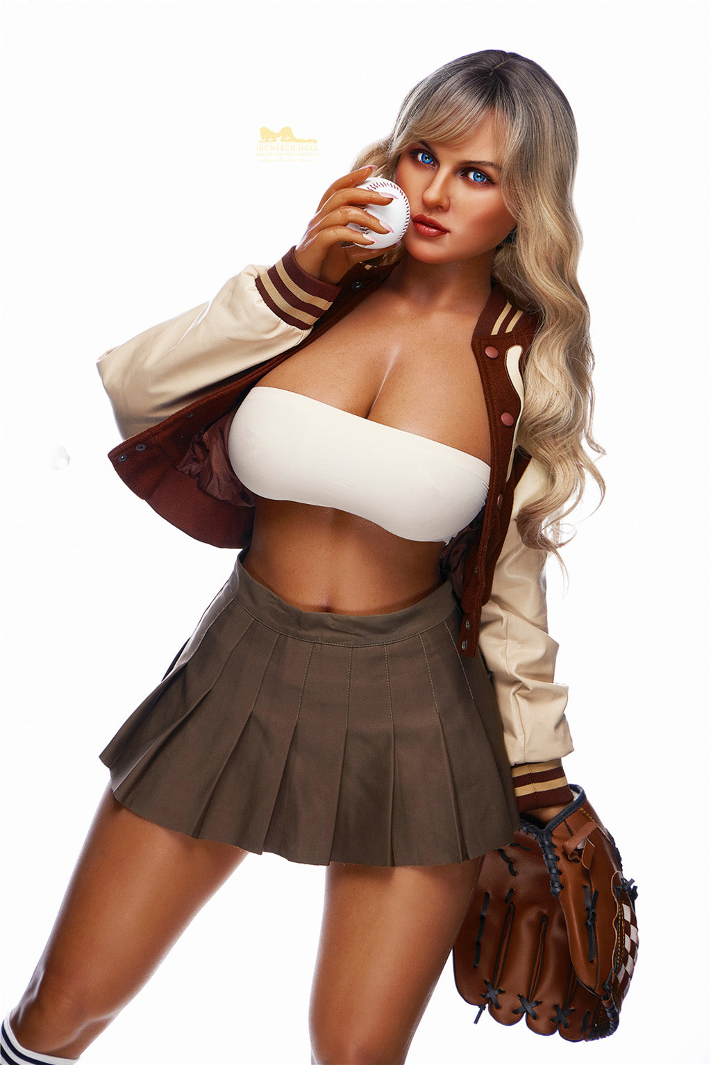 Suzan-165cm(5'41")F-cup Full Silicone American Athletic Baseball Blonde Sex Doll Dark Tanned - Irontech Doll