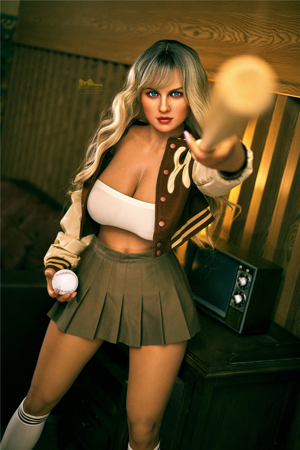 Suzan-165cm(5'41")F-cup Full Silicone American Athletic Baseball Blonde Sex Doll Dark Tanned - Irontech Doll