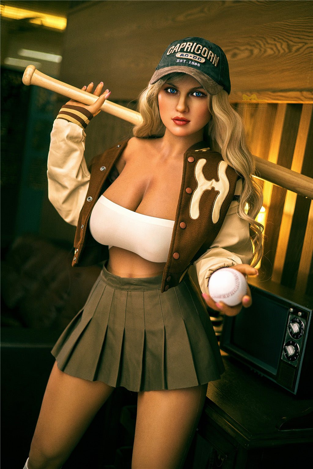 Suzan-165cm(5'41")F-cup Full Silicone American Athletic Baseball Blonde Sex Doll Dark Tanned - Irontech Doll