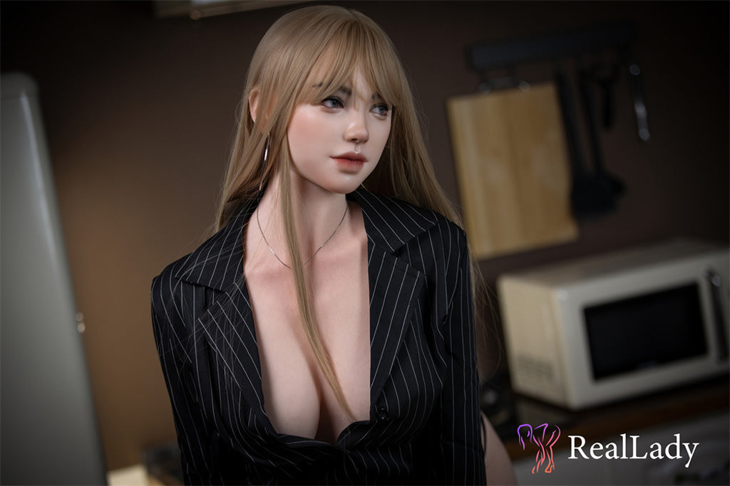 Sharon-170cm(5'58'') D-Cup Full Silicone Plump Lace Tongs Housewife Blonde Sex Doll -Real Lady Doll