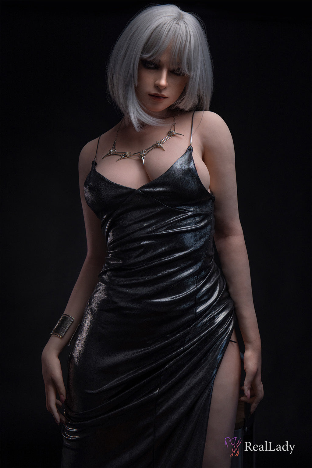 Thera-170cm(5'58'') D-Cup Full Silicone Bob Silver Leather Skirt Temptation  Sex Doll -Real Lady Doll