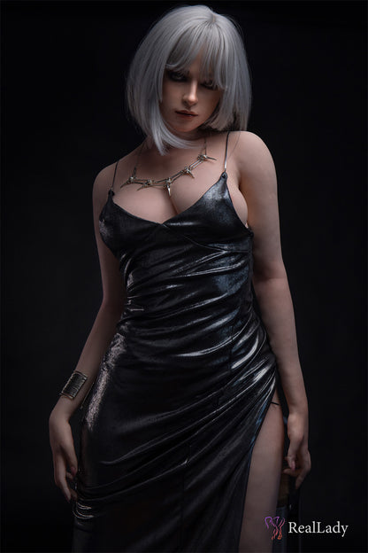 Thera-170cm(5'58'') D-Cup Full Silicone Bob Silver Leather Skirt Temptation  Sex Doll -Real Lady Doll