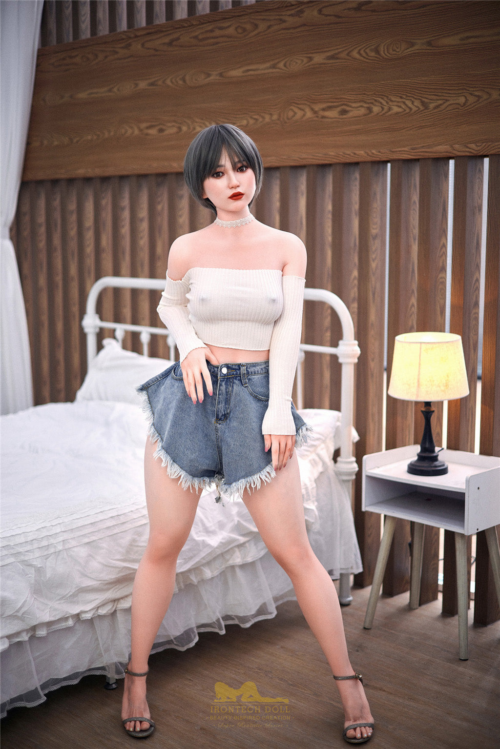 Misa-152cm(4'99") A-cup Full Silicone Bob Jean Pant Sex Doll- Irontech Doll