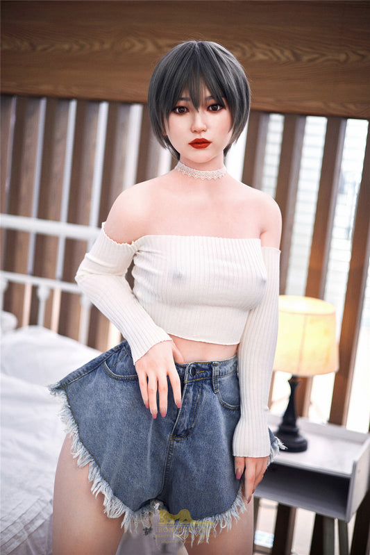 Misa-152cm(4'99") A-cup Full Silicone Bob Jean Pant Sex Doll- Irontech Doll