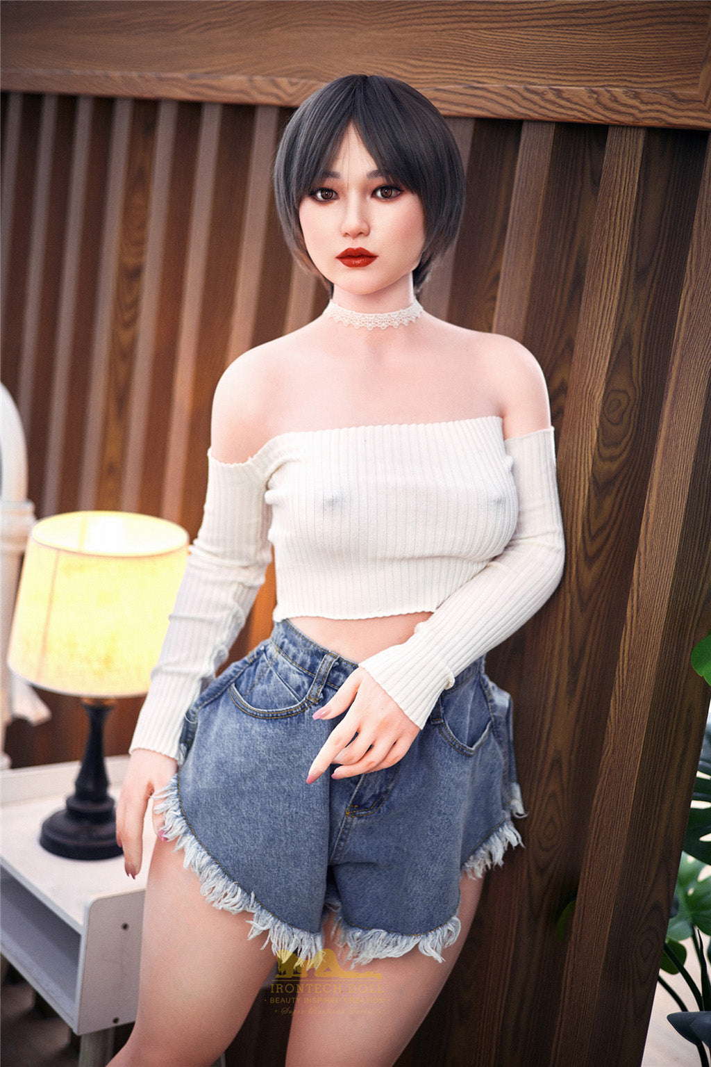 Misa-152cm(4'99") A-cup Full Silicone Bob Jean Pant Sex Doll- Irontech Doll