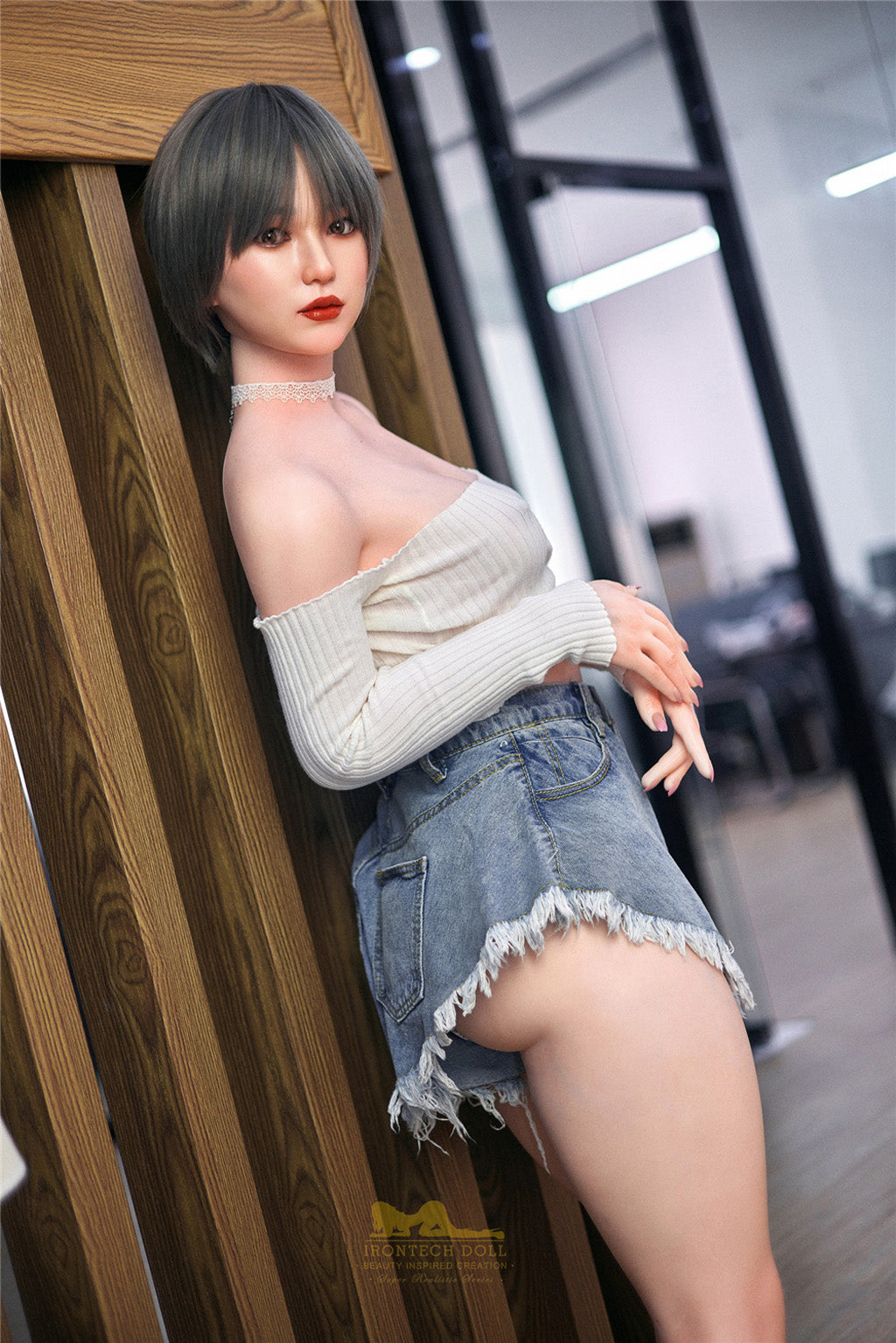 Misa-152cm(4'99") A-cup Full Silicone Bob Jean Pant Sex Doll- Irontech Doll