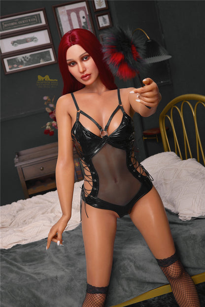 Lila -168cm(5'51")C-cup Full Silicone Red Hair Trainning SM Sex DollDark Tanned - Irontech Doll