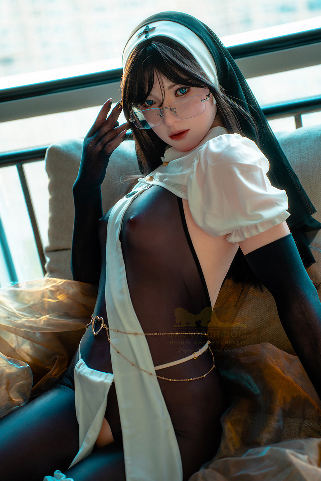 Lisa-162cm Minus (5'31")Full Silicone Cosplay Sister Black Stocking Sex Doll  Natural - Irontech Doll