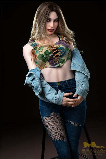 Pearl -168cm(5'51")C-cup Full Silicone Fashionable Jean Blonde Sex Doll- Irontech Doll