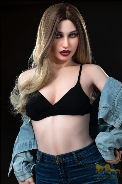 Pearl -168cm(5'51")C-cup Full Silicone Fashionable Jean Blonde Sex Doll- Irontech Doll