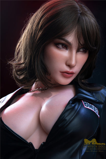 Catlin-166cm(5'45")D-cup Full Silicone  Bob Leather Tight Racing Girl Sex Doll- Irontech Doll