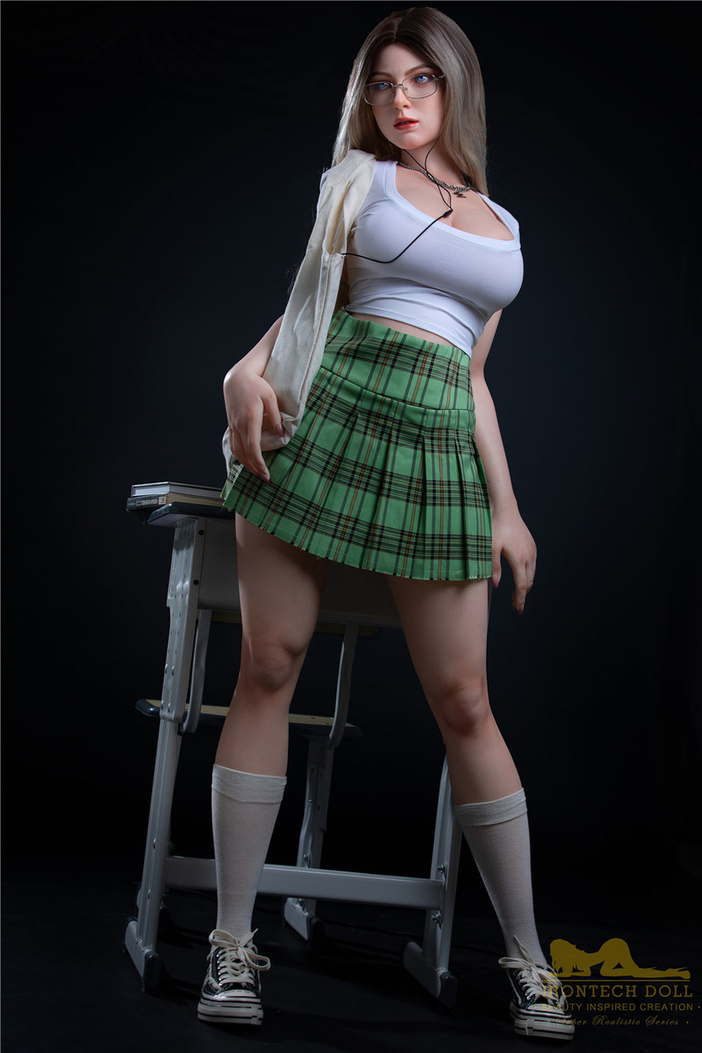 Elena-165cm(5'41")F-cup Full Silicone Slive Hair College Student Sex Doll  in stock- Irontech Doll