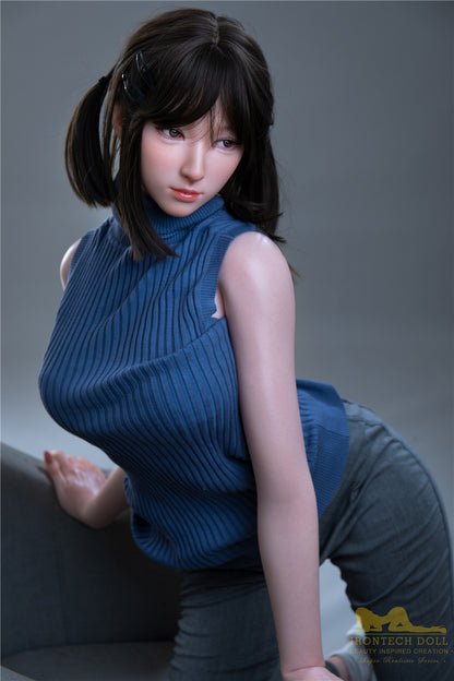 Miyuki-166cm(5'45") D-cup Full Silicone Japanese Ponytail Swearter Cute Student Sex Doll - Irontech Doll