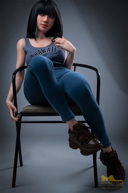 Rita-153cm(5'02") E-cup Full Silicone Plume Blue Jean Girl Sex Doll Natural - Irontech Doll