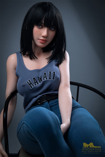 Rita-153cm(5'02") E-cup Full Silicone Plume Blue Jean Girl Sex Doll Natural - Irontech Doll