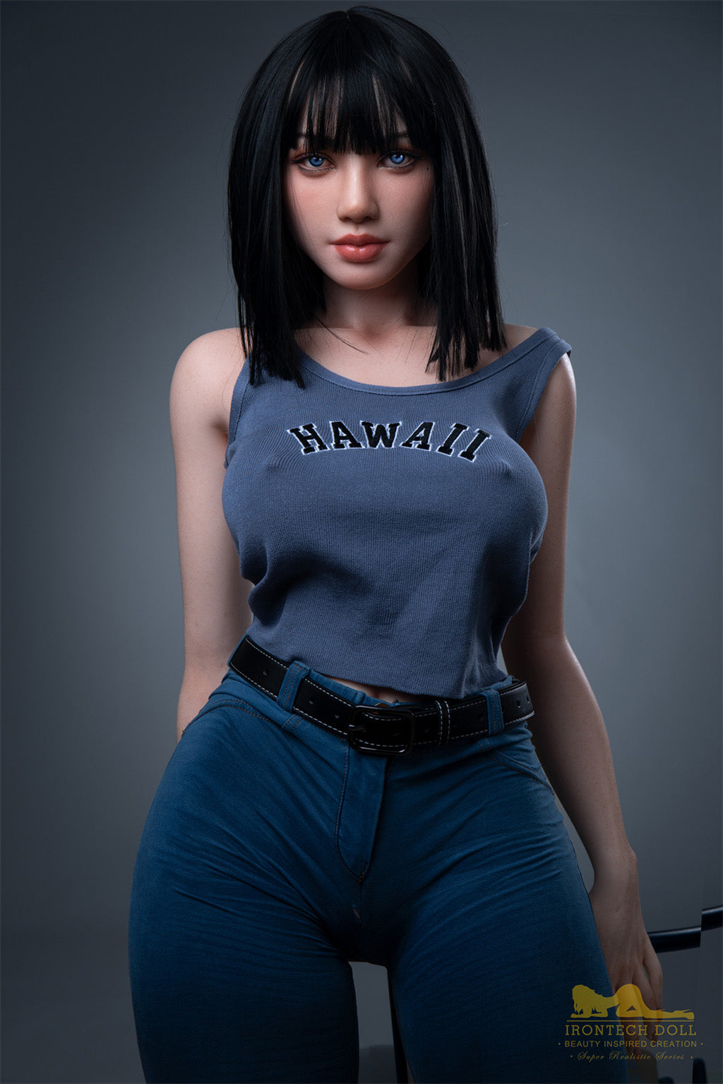 Rita-153cm(5'02") E-cup Full Silicone Plume Blue Jean Girl Sex Doll Natural - Irontech Doll