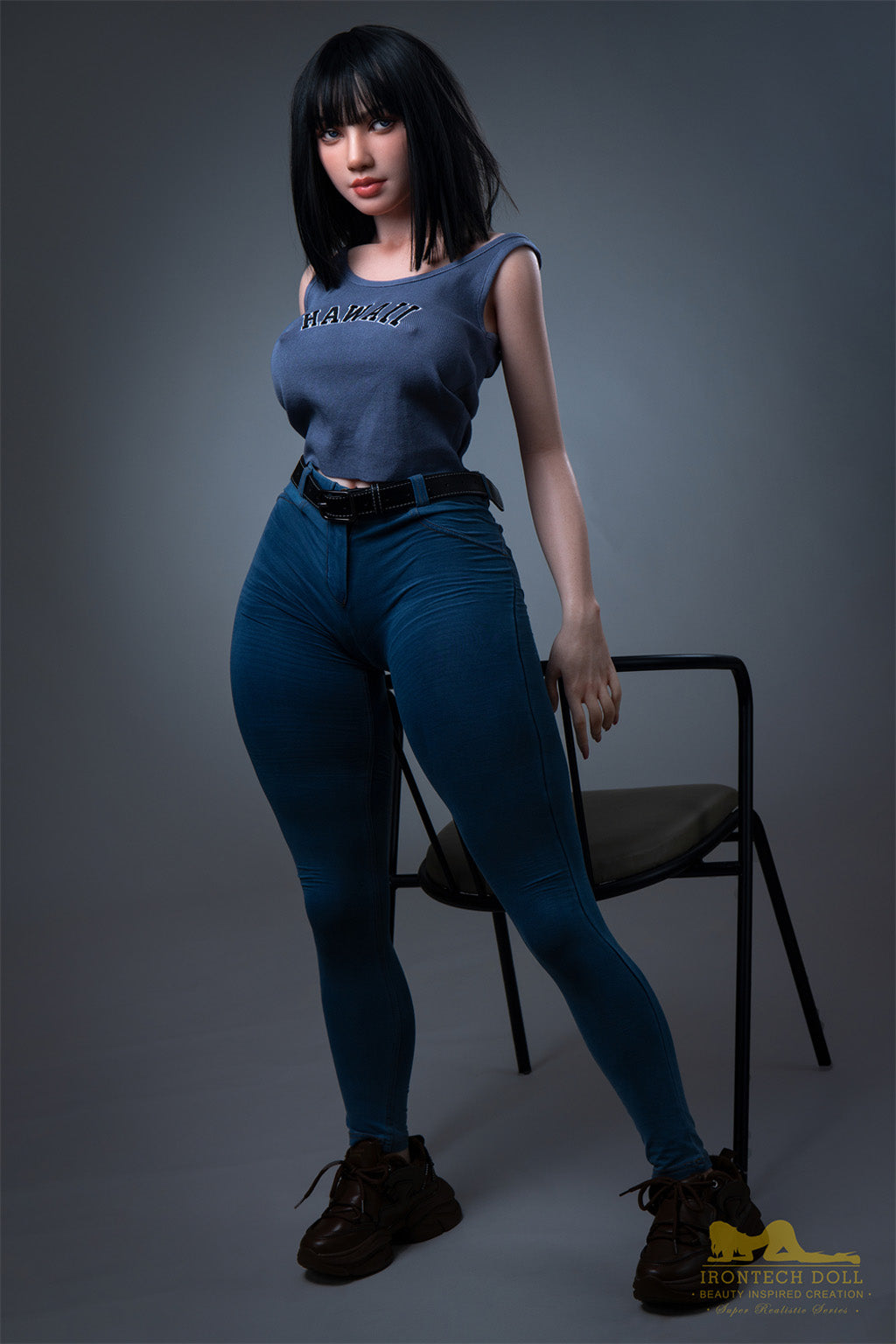 Rita-153cm(5'02") E-cup Full Silicone Plume Blue Jean Girl Sex Doll Natural - Irontech Doll