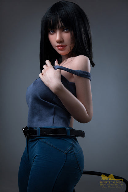 Rita-153cm(5'02") E-cup Full Silicone Plume Blue Jean Girl Sex Doll Natural - Irontech Doll