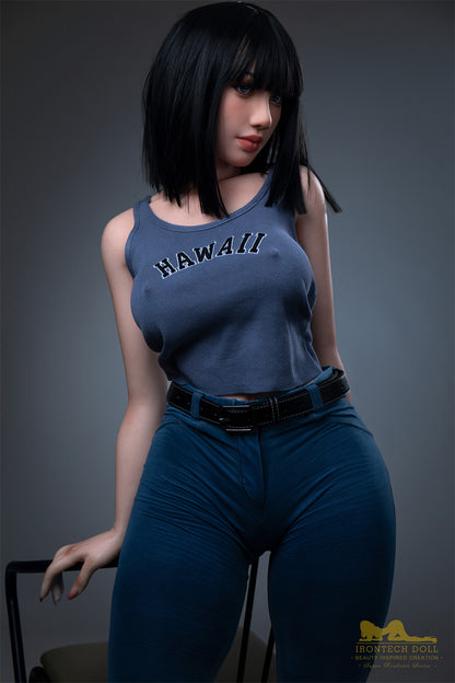 Rita-153cm(5'02") E-cup Full Silicone Plume Blue Jean Girl Sex Doll Natural - Irontech Doll