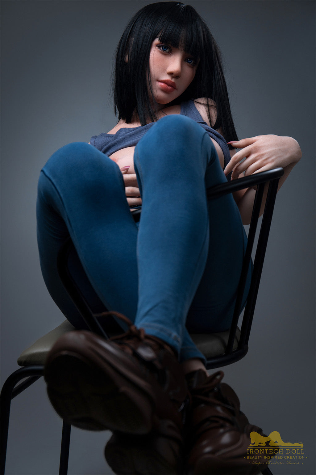 Rita-153cm(5'02") E-cup Full Silicone Plume Blue Jean Girl Sex Doll Natural - Irontech Doll