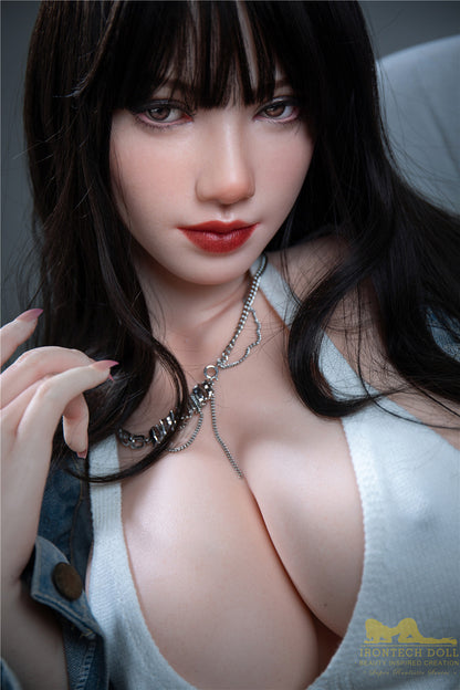 Rita-165cm(5'41")F-cup Full Silicone Mega Breasts Black Hair Jean Girl  Sex Doll - Irontech Doll