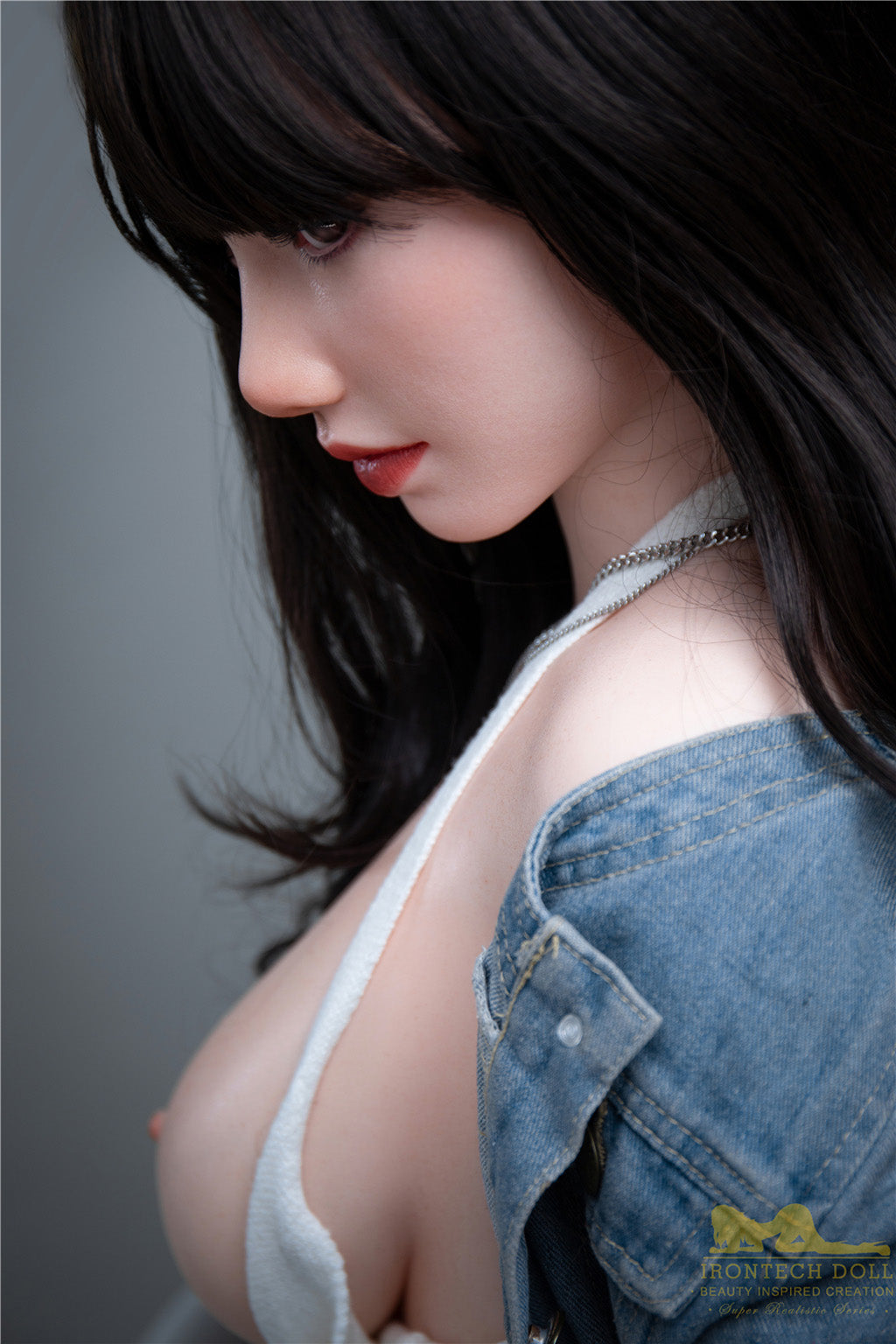 Rita-165cm(5'41")F-cup Full Silicone Mega Breasts Black Hair Jean Girl  Sex Doll - Irontech Doll