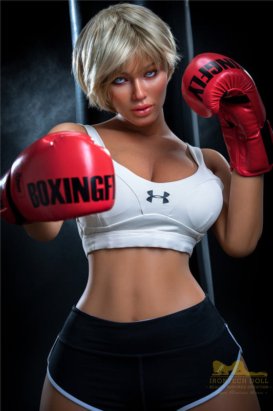 Hedy -164cm(5'38")E-cup Full Silicone German Boxing Athletic Girl Sex Doll Dark Tanned - Irontech Doll