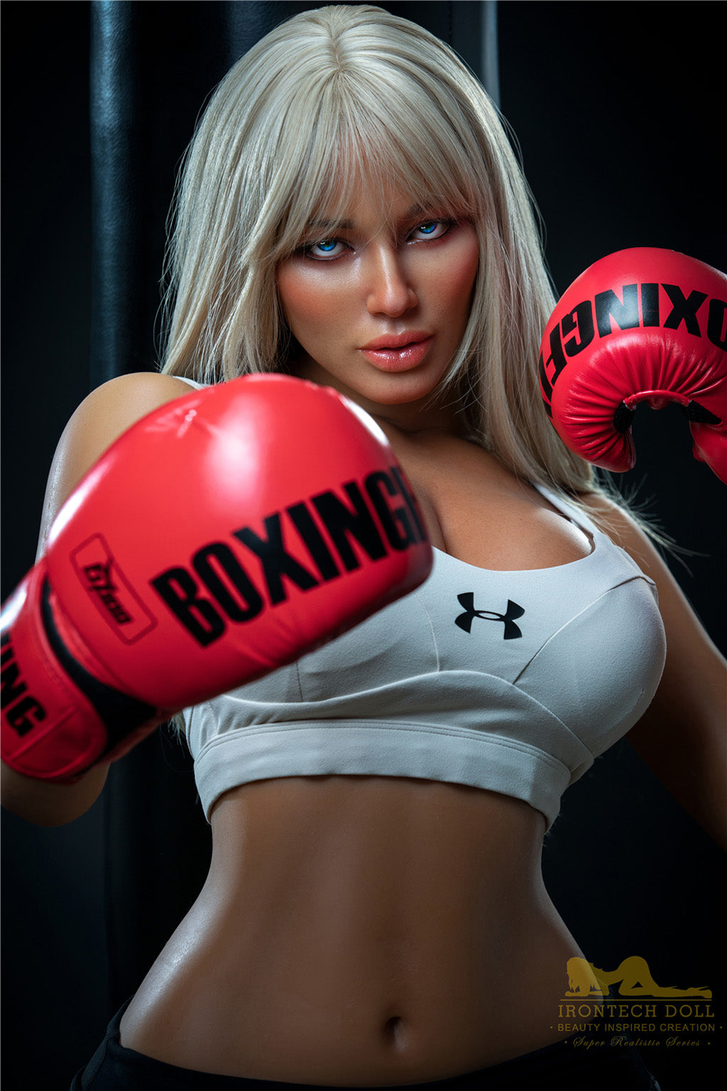 Hedy -164cm(5'38")E-cup Full Silicone German Boxing Athletic Girl Sex Doll Dark Tanned - Irontech Doll