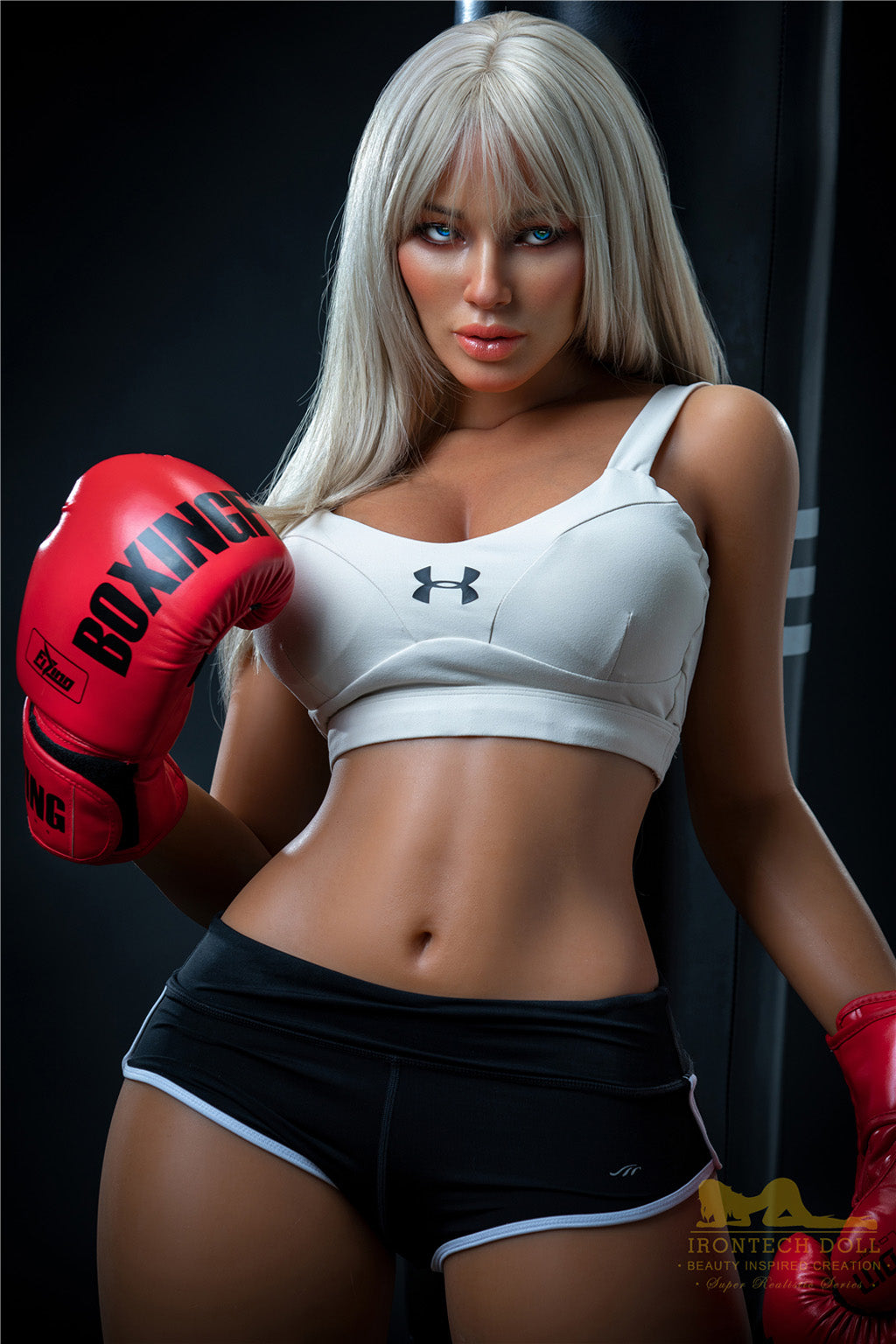 Hedy -164cm(5'38")E-cup Full Silicone German Boxing Athletic Girl Sex Doll Dark Tanned - Irontech Doll