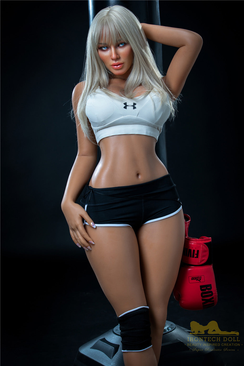 Hedy -164cm(5'38")E-cup Full Silicone German Boxing Athletic Girl Sex Doll Dark Tanned - Irontech Doll