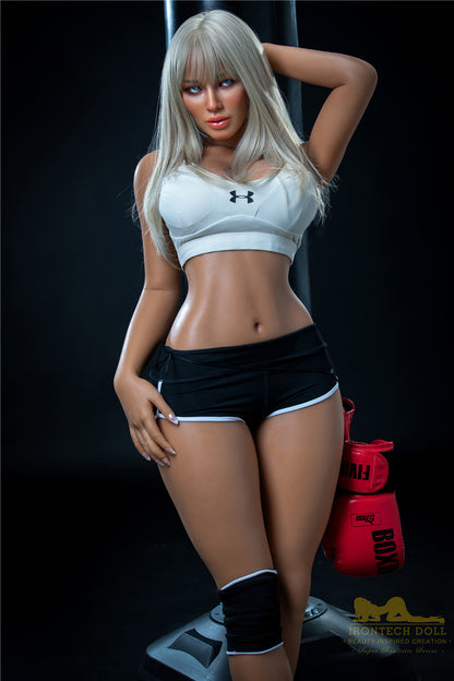 Hedy -164cm(5'38")E-cup Full Silicone German Boxing Athletic Girl Sex Doll Dark Tanned - Irontech Doll